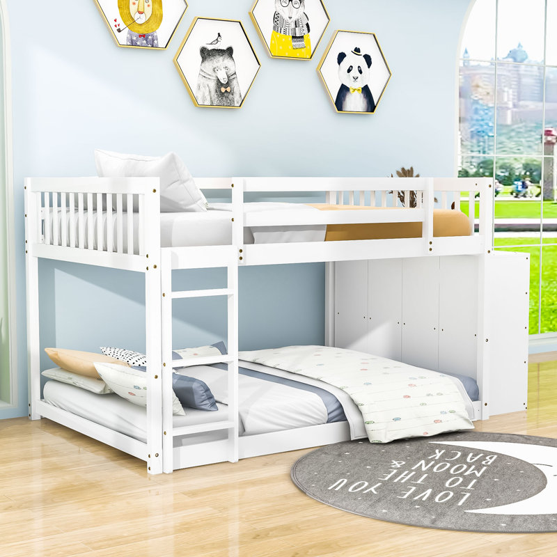 Farschid Kids Bunk Bed with Drawers, Full, White