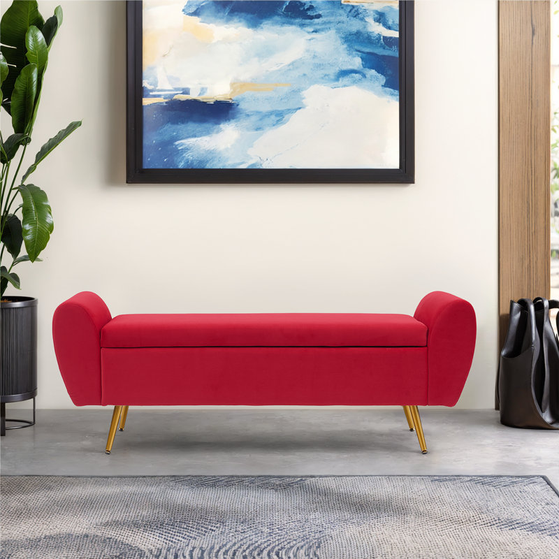 Elianna 55" Storage Bench End of Bed Ottoman for King Size Bed, Fuchsia Velvet