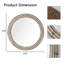 Miroir mural rond en bois de 90 cm (35,43 po) avec détails perlés, fini naturel antique, idéal pour l'entrée, la chambre à coucher et le salon.