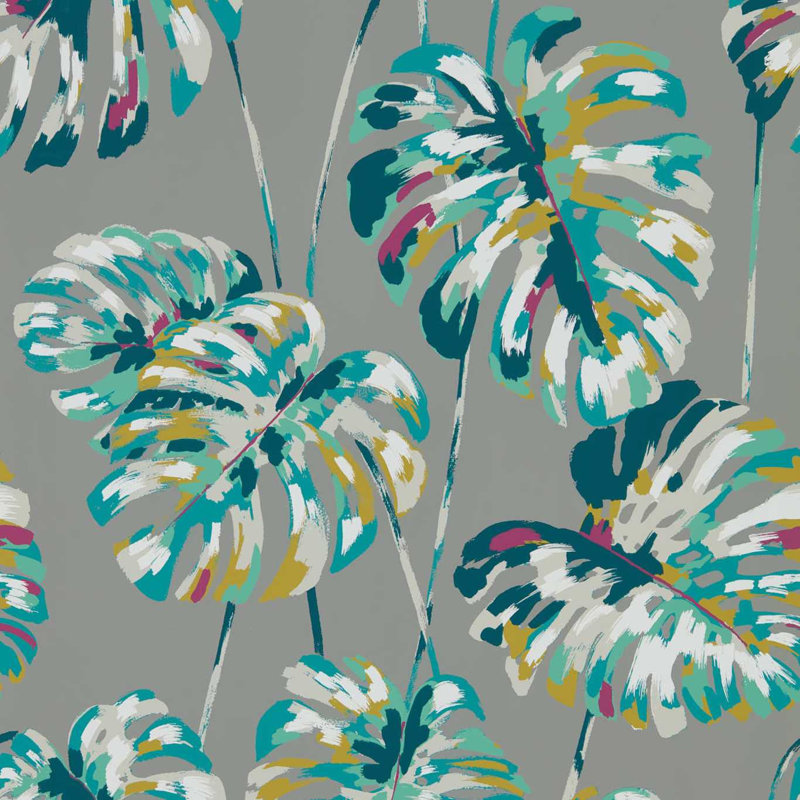 Kelapa 10.05m x 68.6cm Wallpaper Roll, Lagoon/Cerise