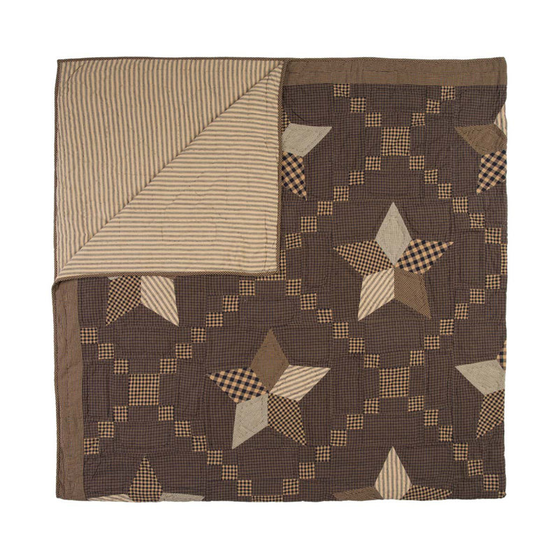 Farmhouse Star King Black Cotton Reversible Quilt Set