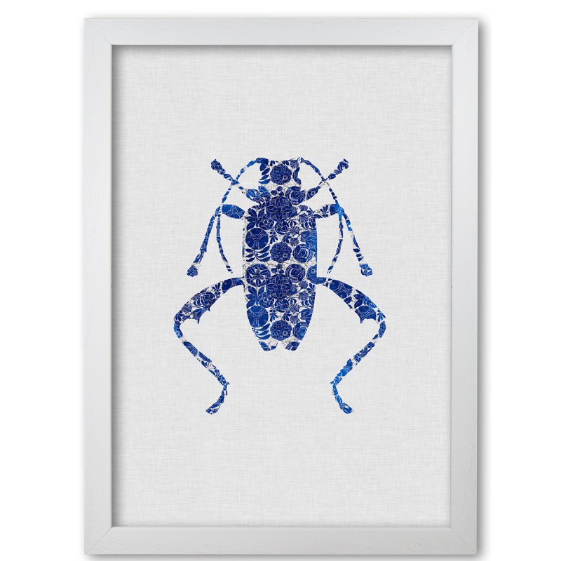 Blue Beetle IV - Print, 42 cm H x 30 cm W x 5 cm D, White Grain Frame