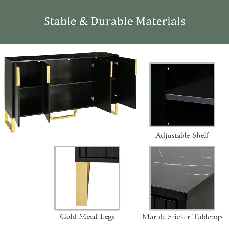 Buffet de 60 po de largeur, Noir