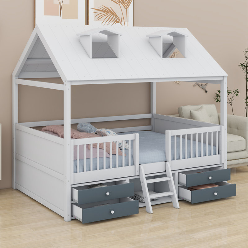 Lit avec rangement Bomera House, Blanc