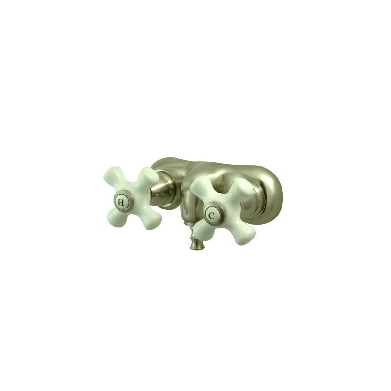 Hot Springs Double Handle Wall Mounted Clawfoot Tub Faucet, Satin Nickel