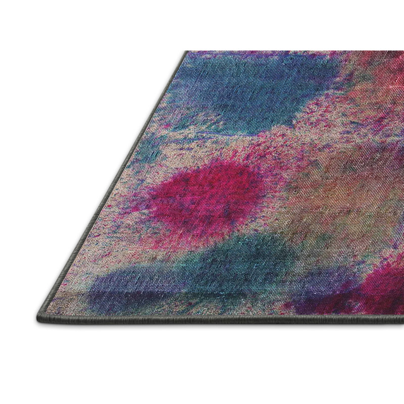 Tapis rose/bleu contemporain, Rectangle 7 pi x 10 pi