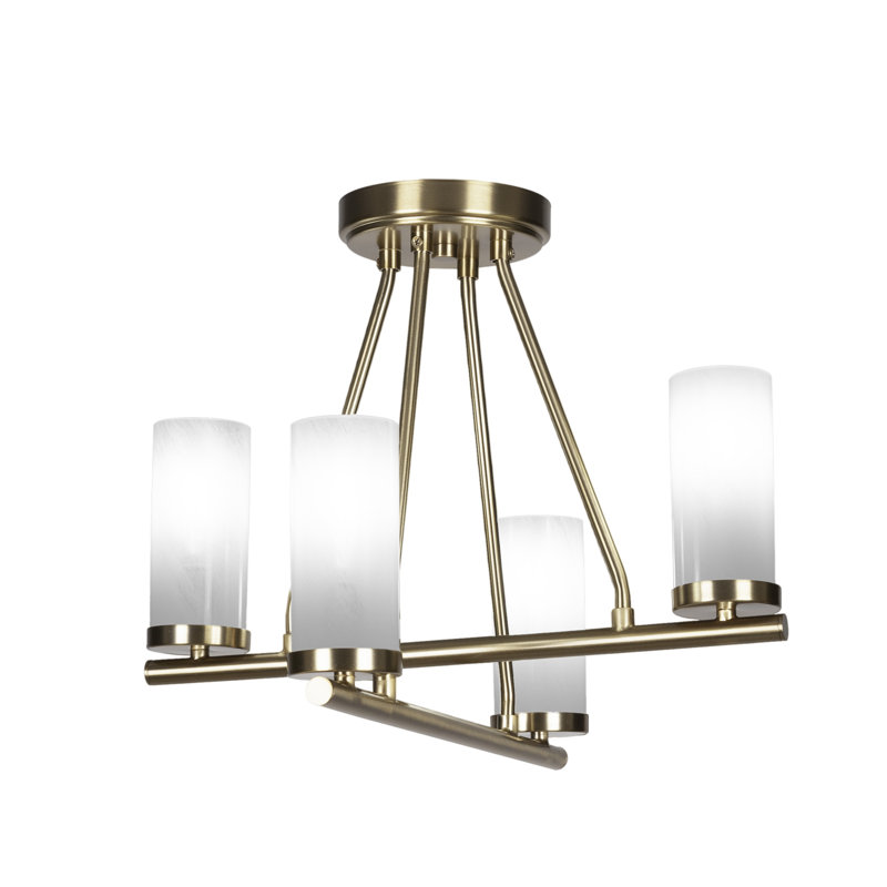 Trinity 4 Light Semi-Flush With 2.5” Glass, New Age Brass, Clear