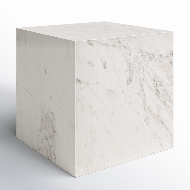 Bolzano Stone End Table, White