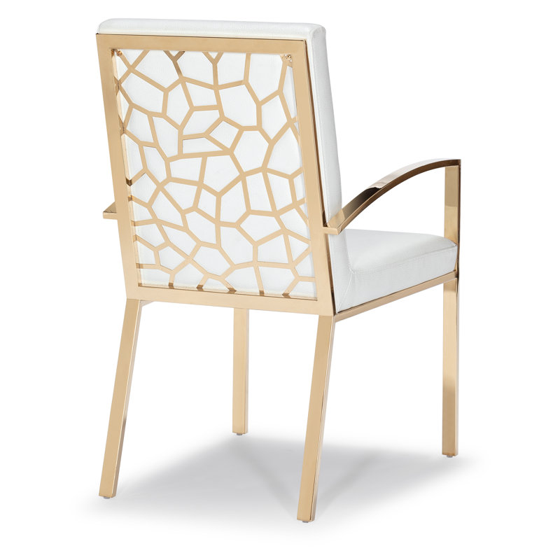 Amira-Jess 17.5'' H Faux Leather Upholstered Armchair, Gold