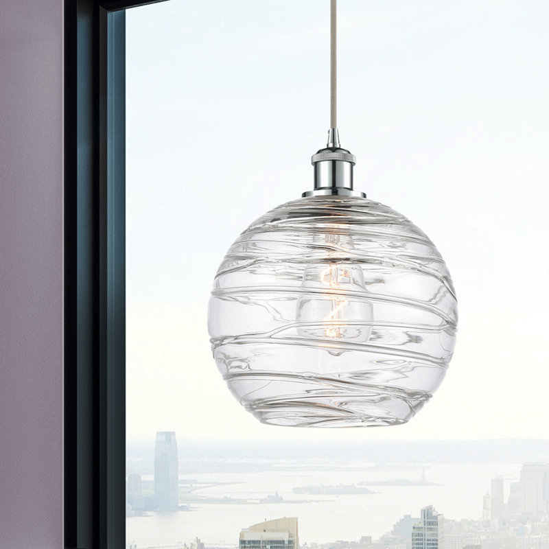 Luminaire suspendu en forme de globe à 1 lumière Mullins, Chrome poli, Ampoule non incluse, H 133,75 po x l 10 po x P 10 po