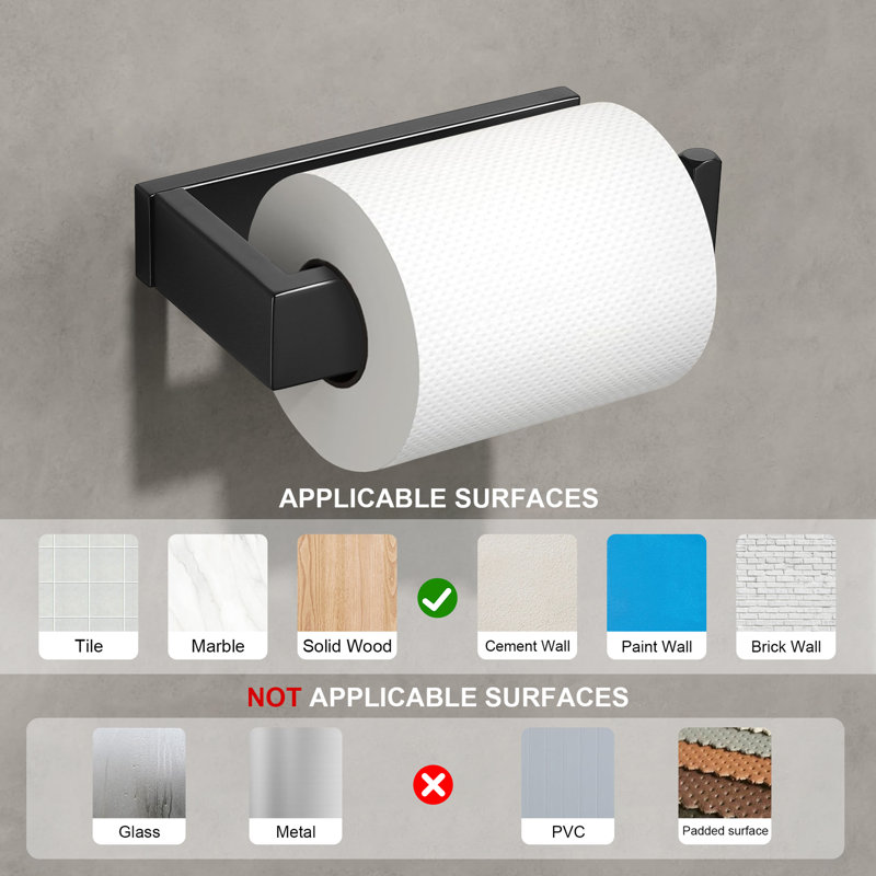 Porte-papier hygiénique mural pour salle de bain, Noir mat