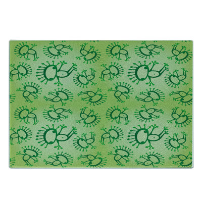 Ambesonne Green Tempered Glass Cutting Board Doodle Style Alien Frogs Green