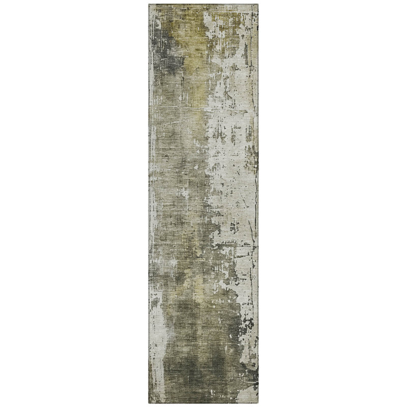 Fyerra Gray Washable Indoor-Outdoor Rug - LOOMLAN, 2'3" x 7'6"