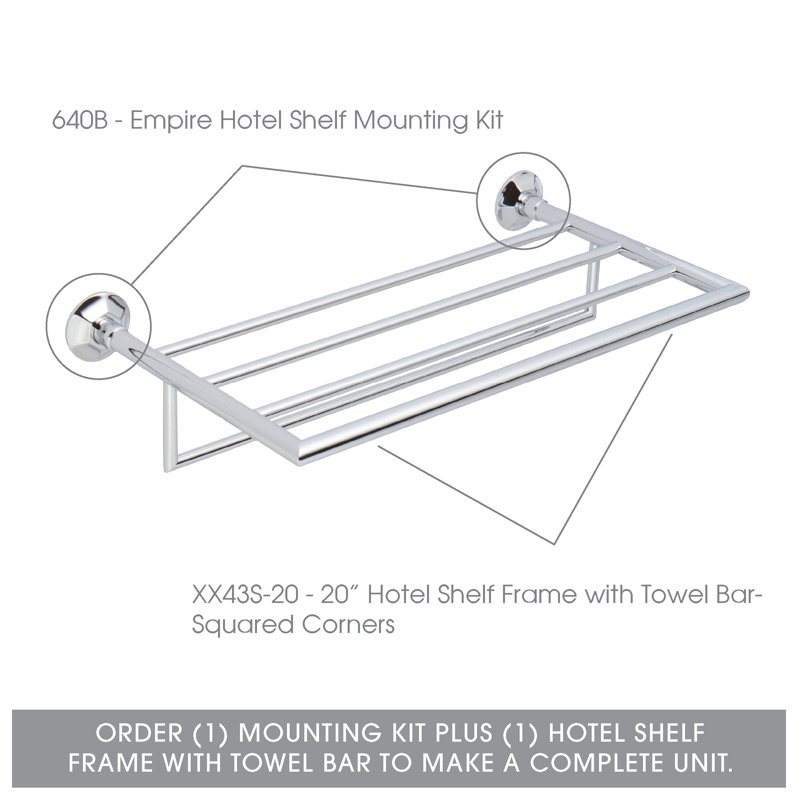 Empire Hotel Shelf Mounting Kit, Polished Chrome