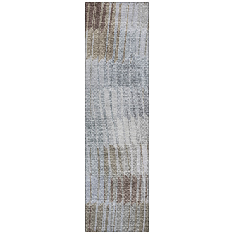 Machine Washable Indoor/Outdoor Huseby ACN2271 Stripes Rug, Runner 2'3" x 7'6"