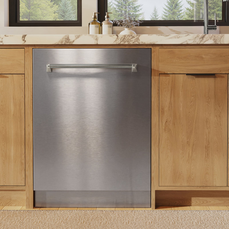 ZLINE Autograph 24 in. Monument 3rd Rack Dishwasher with Champagne Bronze Helix Handle, 45dBa, Nickel