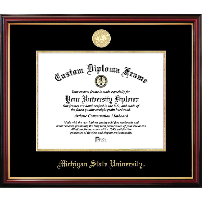Cadre de petit diplôme de l'Université Michigan State, L 11 po x H 8,5 po, NCAA Michigan State