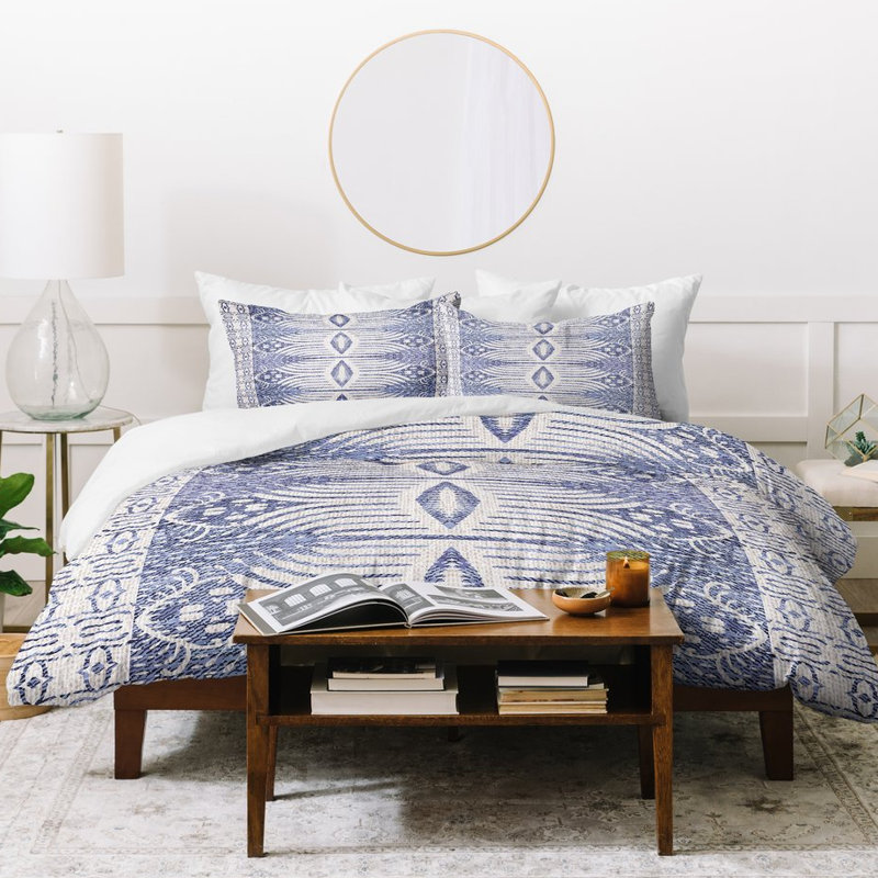 Housse de couette moderne en microfibre bleue, Housse de couette pour très grand lit