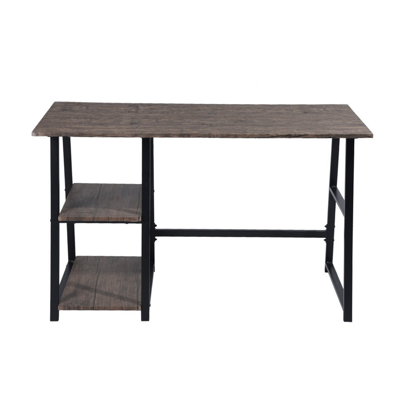 Sadie Metal Base Writing Desk, Walnut, Black
