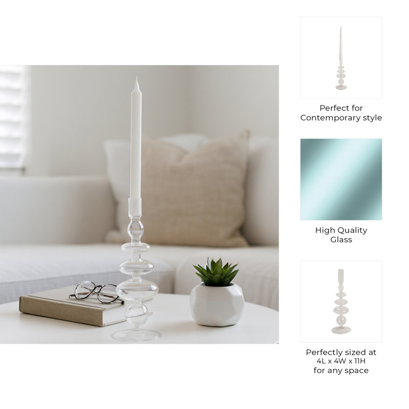 Candlestick Candle Holder, Clear
