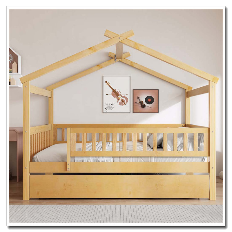 Lit gigogne en bois, Blanc, Lit double