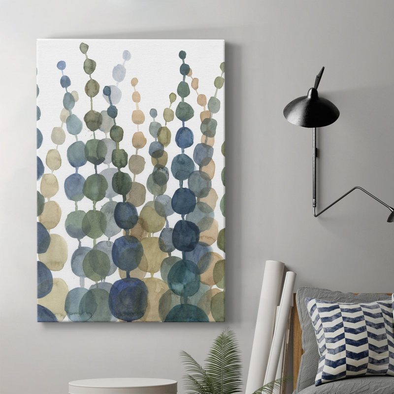 «Pompom Botanical II», peinture sur toile tendue, H 48 po x l 32 po x P 1 po