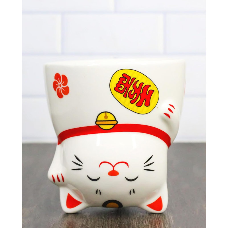 Paquet de 2 tasses à café Topsy Turvy Lucky Cat Maneki Neko