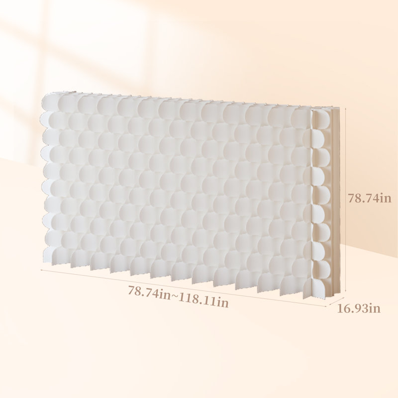 Foldable No Drill Paper Room Divider, 2 Sided Decorative Partition Screen, Fish Scale and Accordion Dual Design, Freestanding Kraft Paper Wall for Privacy & Backdrop