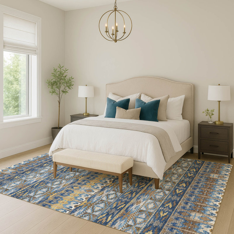 Machine Washable Indoor/Outdoor Chantille ACN2635 Lodge Rug, 3' x 5', Navy