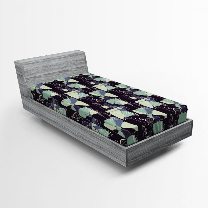Microfiber Geometric Fitted Sheet, Twin Fitted Sheet