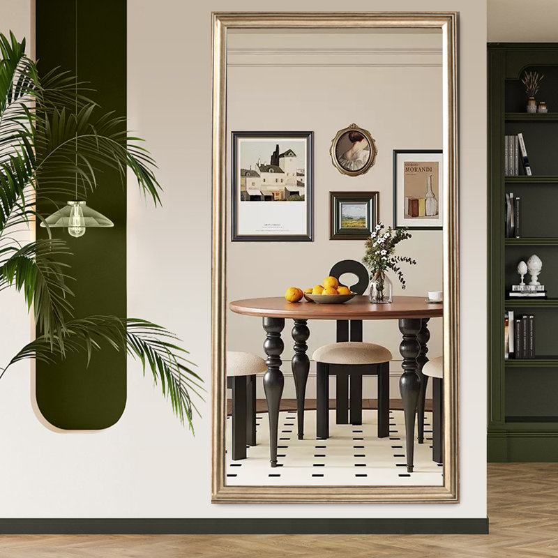 32" X 70" Full Body Floor Mirror - Contemporary Artificial Wood Frame, Explosion-Proof Glass, Wall-Mounted/Hanging/Lean-To Design For Bedroom, Clothing Store, Salon