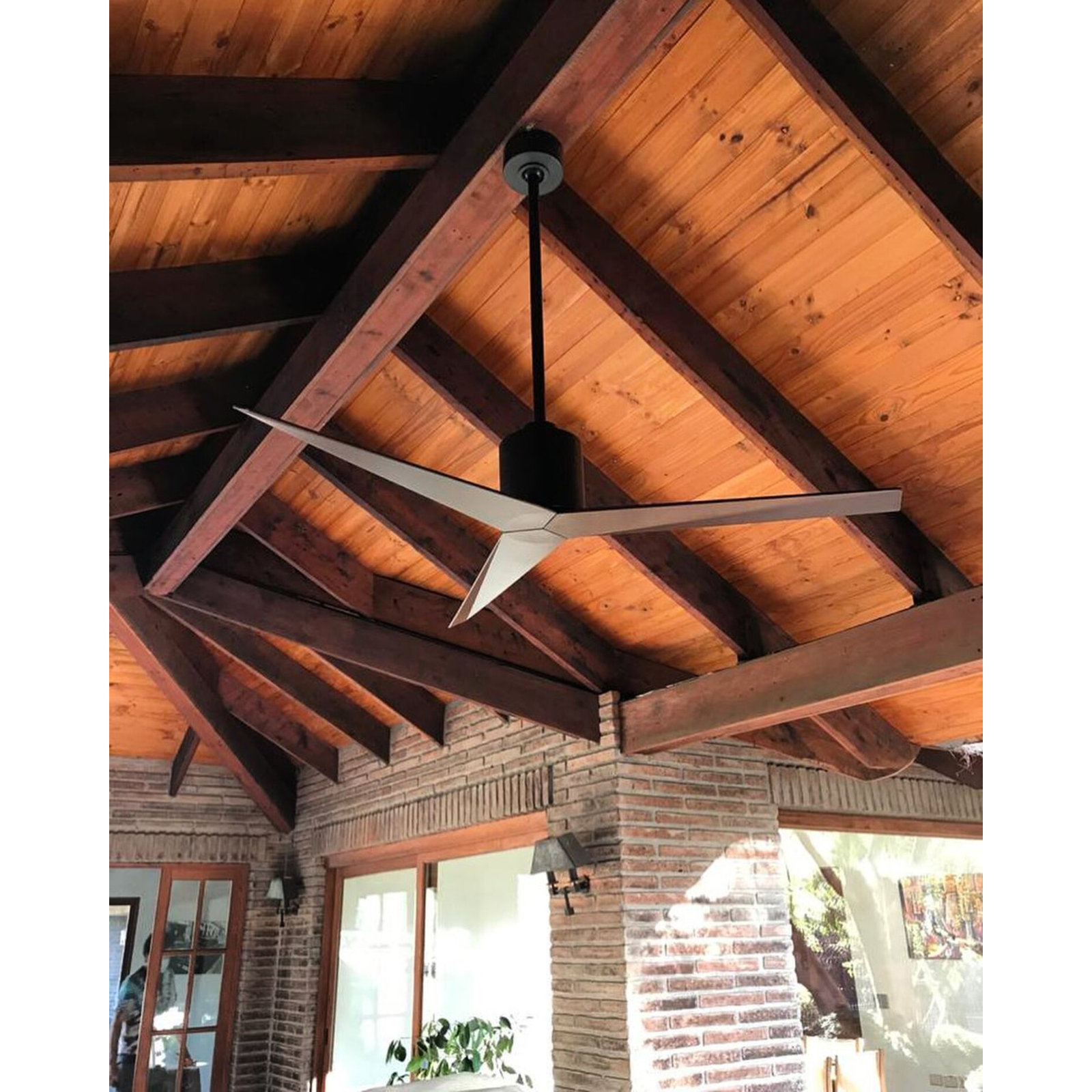 56'' 3 Blade Ceiling Fan, Walnut Tone, Matte Black