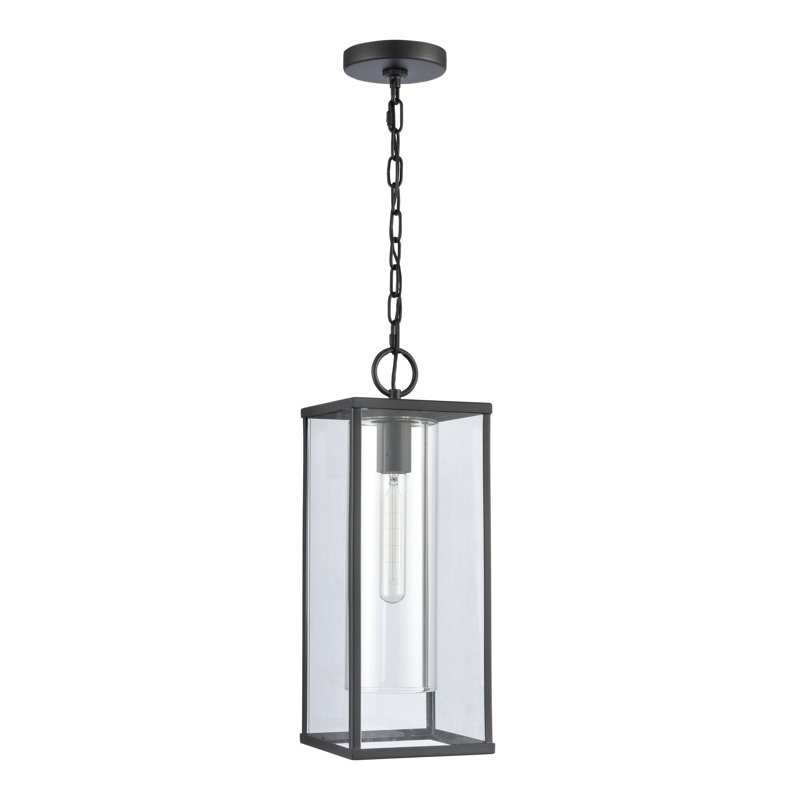 Luminaire suspendu d'extérieur 1 lumière Augusta - 7 po - Noir mat