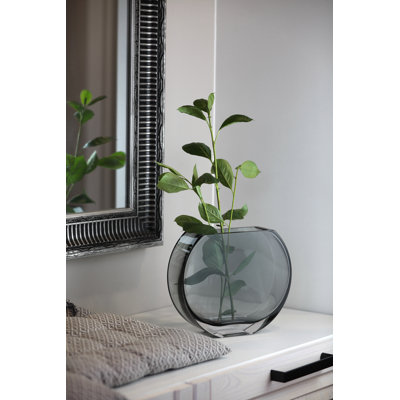 Verre - vase - gris - rond - 9,25 po de long - lourd durable - noir fumé - fabriqué en Europe - par Barski