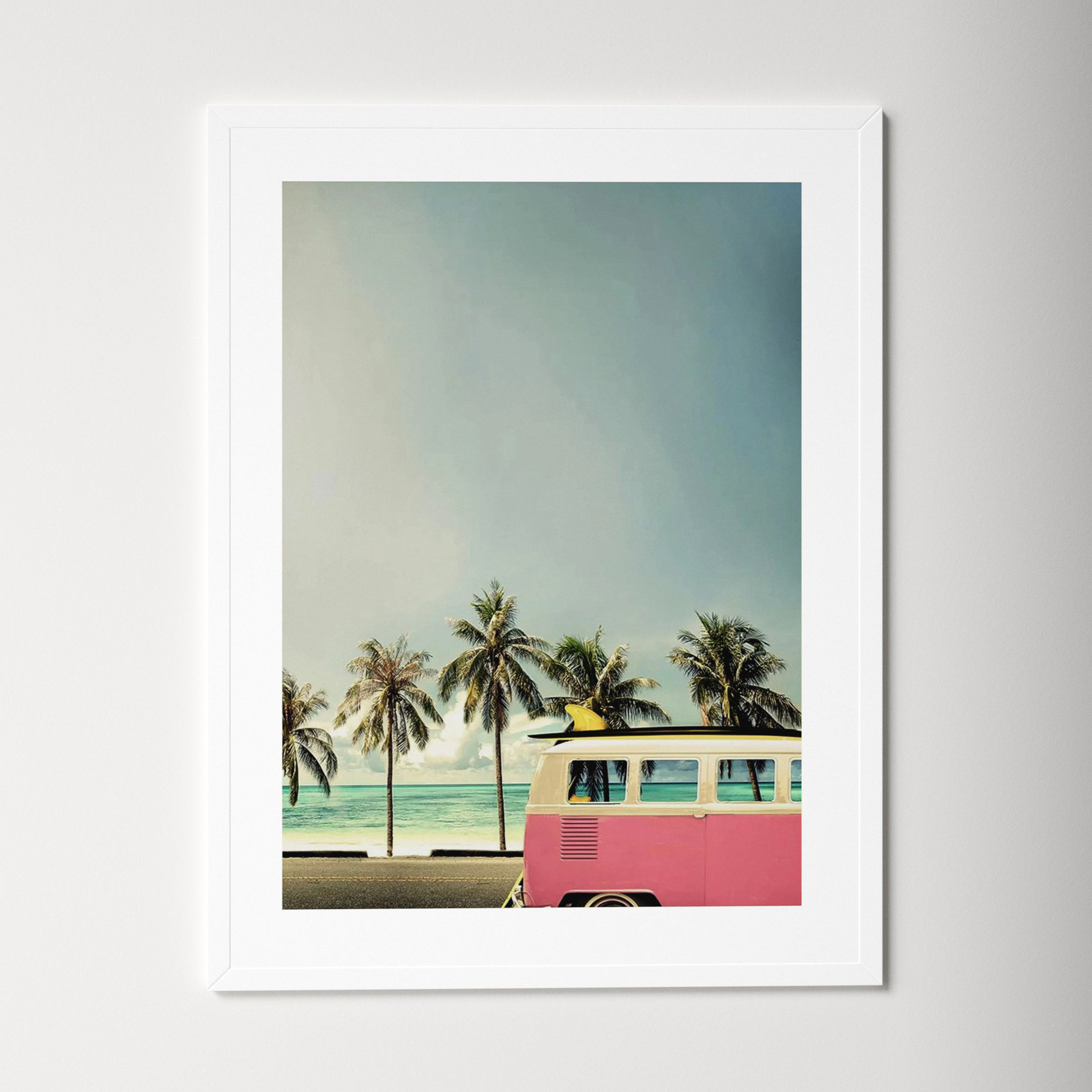 Surf Bus Pink by Design Fabrikken, Matte White, 37.88" H x 29" W x 0.75" D