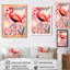 Illustration rétro de flamant rose - flamant rose, art mural-275547491-275547493