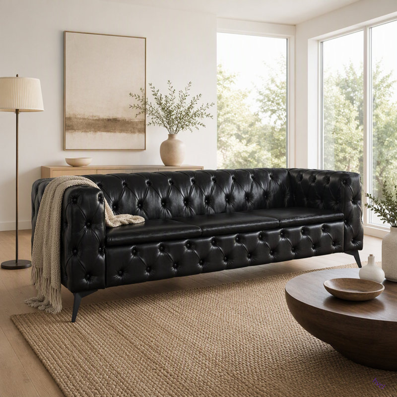 Canapé 3 places à coussin carré amovible de 84,06 po de largeur