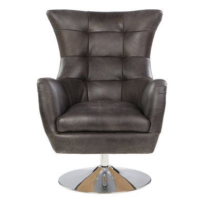 Cantillo Swivel Genuine Leather Wingback Chair