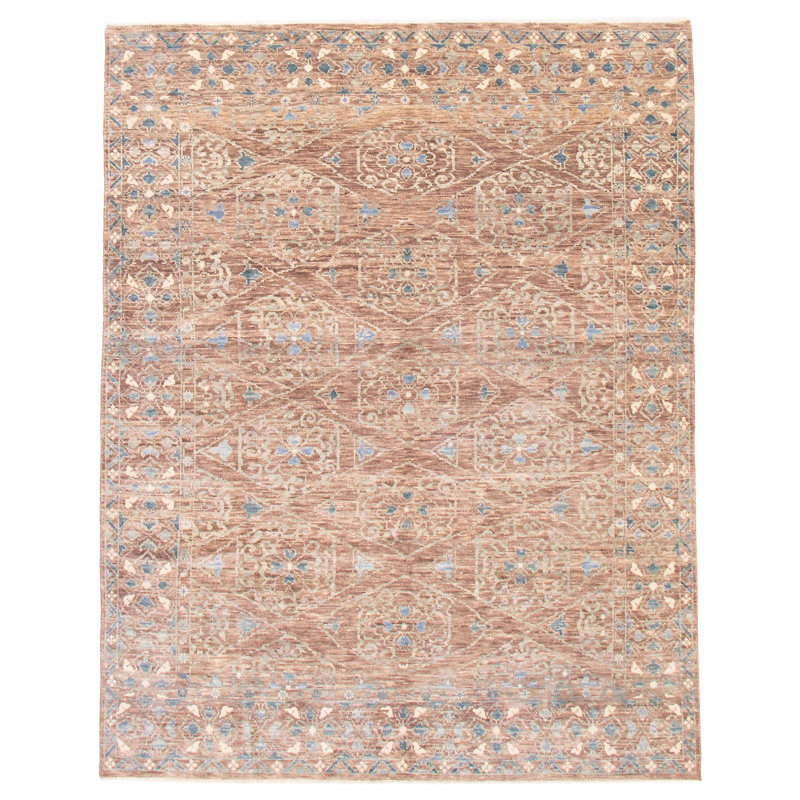 Tapis unique en laine nouvel âge brun 8 pi x 10 pi Kumail