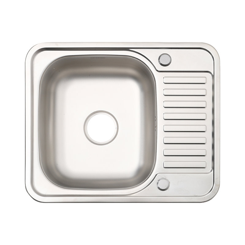 Belfry Kitchen Shaunta 480mm W Single Bowl Stainless Steel Kitchen Sink with 2 Faucet Holes