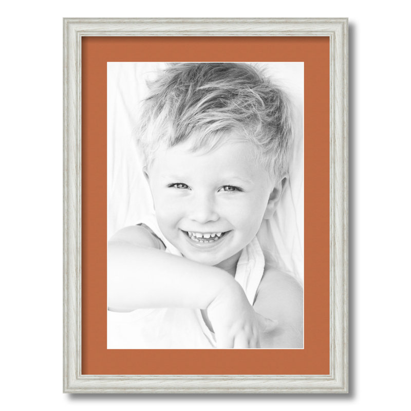Wood Matte Picture Frame with Mat, Red Orange