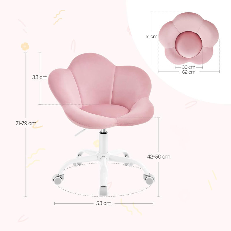 Velvet Office Chair, Pink
