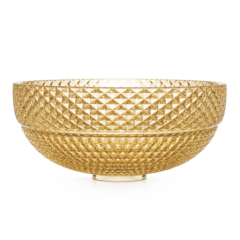 Jewel 16" Tempered Glass Round Bowl Vessel Bathroom Sink, Champagne