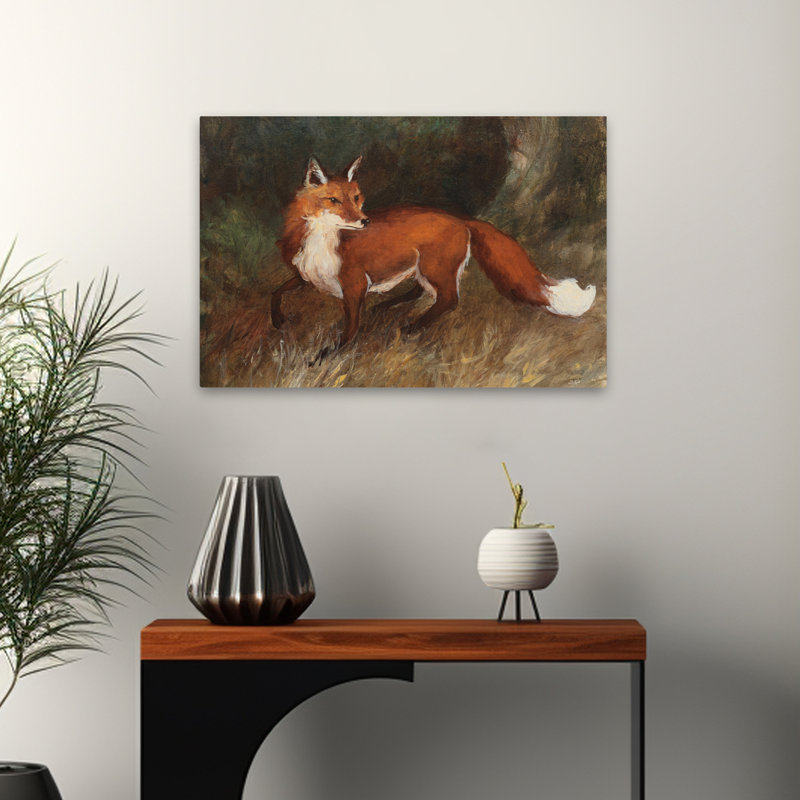 Animaux et renard brun, H 16 po x l 24 po