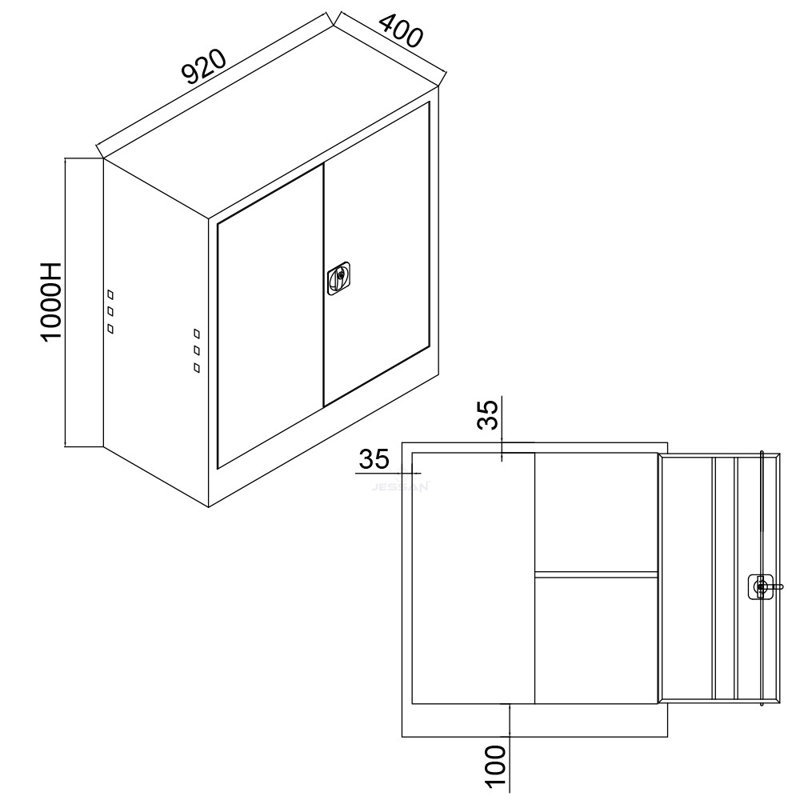Armoire de rangement industrielle en acier 36,2 x 39,4 x 15,7 pouces | Fabrication 100% acier, serrure chromée, système de rail réglable | Fixation murale, parfaite pour la maison ou le bureau