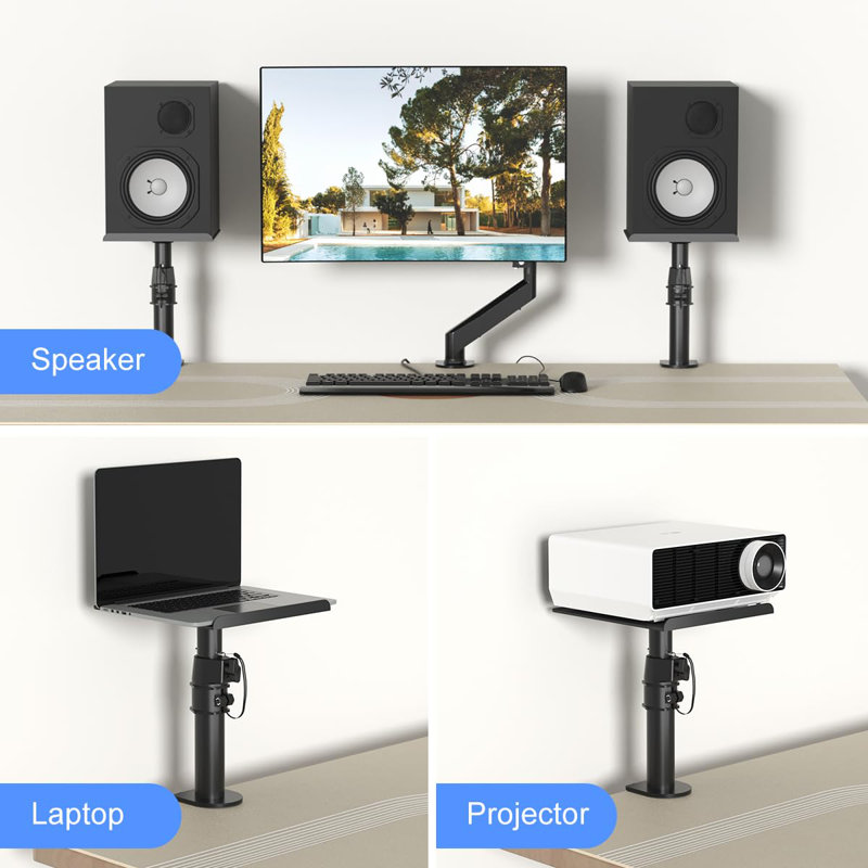 Clamp-On Speaker Stand Desk Mount Set, Black