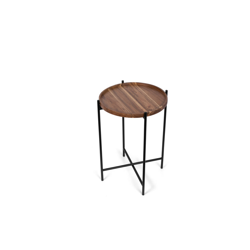 Natural Acacia Folding Side Table with Removable Tray