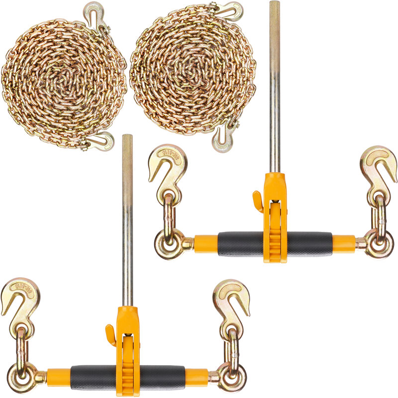 Ratchet Chain Binder, 5/16"-3/8" Heavy Duty Load Binders, with G80 Chains 7100 lbs Secure Load Limit