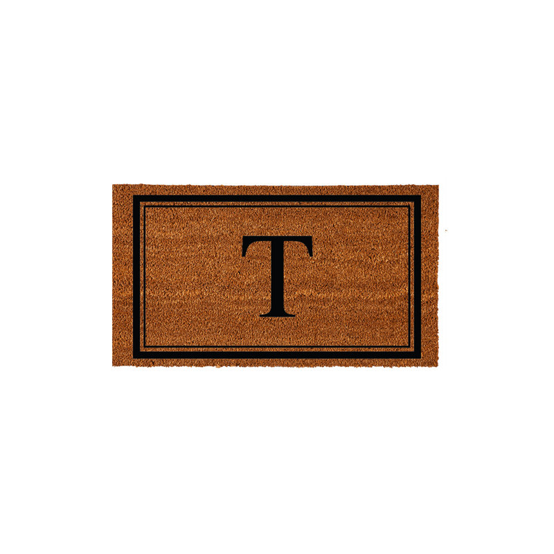 Tapis d'extérieur antidérapant en fibre de coco monogramme 28 "x 16" Niarcos, T