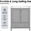 Base d'armoire de salle de bain 30 po, gris, bois massif et construction, multifonctionnel avec tiroir, tablette réglable, porte, base de meuble-lavabo gris seulement, portes et